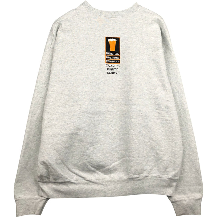 90'S Fruit of the Loom printed sweatshirt, made in the USA, men's XL size, vintage cotton gray type Vintage Second Hand