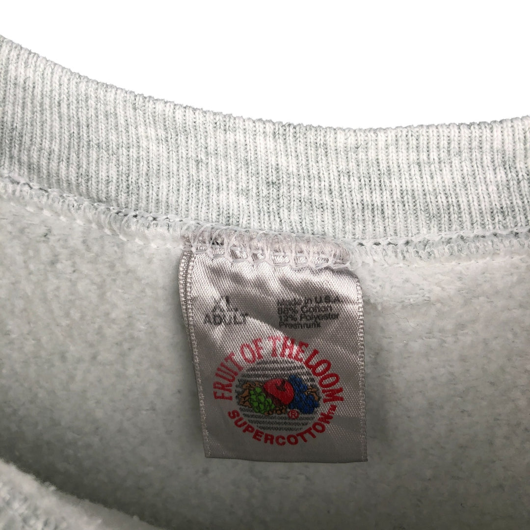 90'S Fruit of the Loom printed sweatshirt, made in the USA, men's XL size, vintage cotton gray type Vintage Second Hand