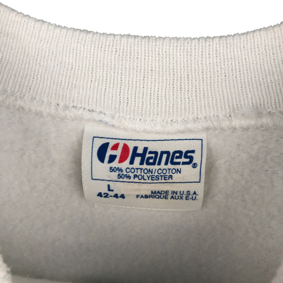 Vintage 1980'S Hanes Poly-Cottton Blue Tag Printed Sweatshirt, Made in USA, Men's Size L cotton white type Vintage Second Hand