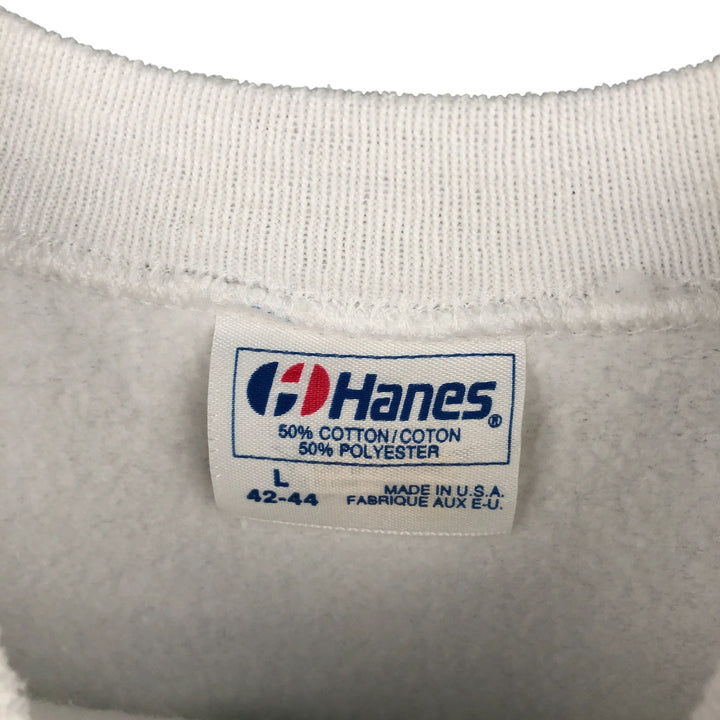 Vintage 1980'S Hanes Poly-Cottton Blue Tag Printed Sweatshirt, Made in USA, Men's Size L cotton white type Vintage Second Hand