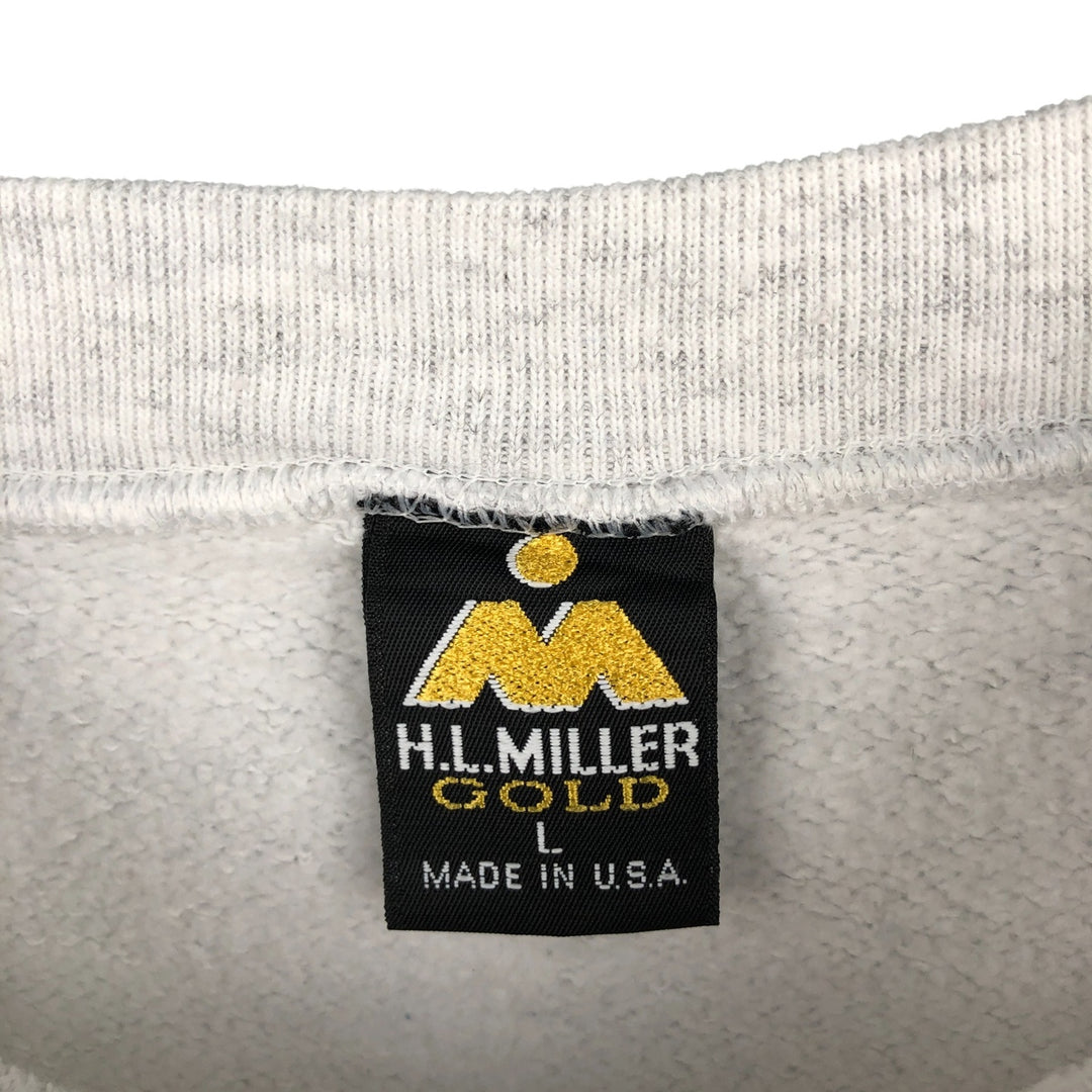 Vintage 90'S HLMILLER GOLD printed sweatshirt, made in the USA, size L, men's cotton gray type Vintage Second Hand