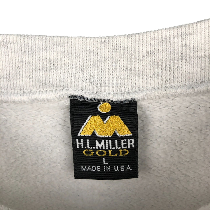 Vintage 90'S HLMILLER GOLD printed sweatshirt, made in the USA, size L, men's cotton gray type Vintage Second Hand