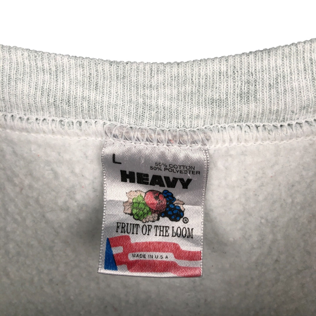 90'S Fruit of the Loom printed sweatshirt, made in the USA, men's size L, vintage cotton gray type Vintage Second Hand