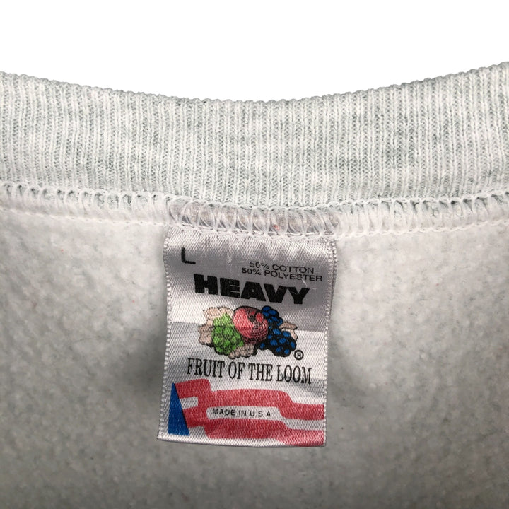 90'S Fruit of the Loom printed sweatshirt, made in the USA, men's size L, vintage cotton gray type Vintage Second Hand