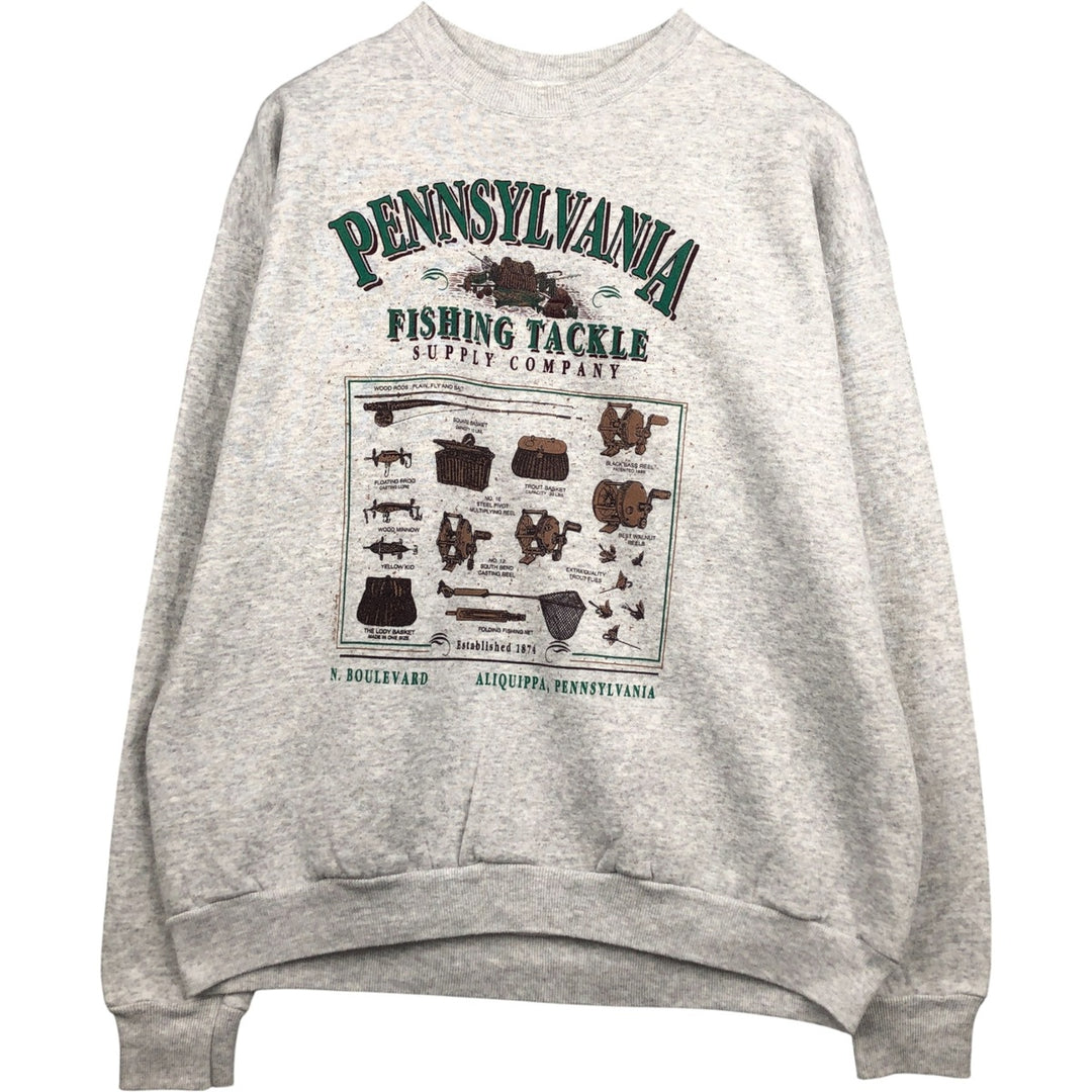 Vintage 90s-00'S Hanes printed sweatshirt, men's size XL cotton gray type Vintage Second Hand