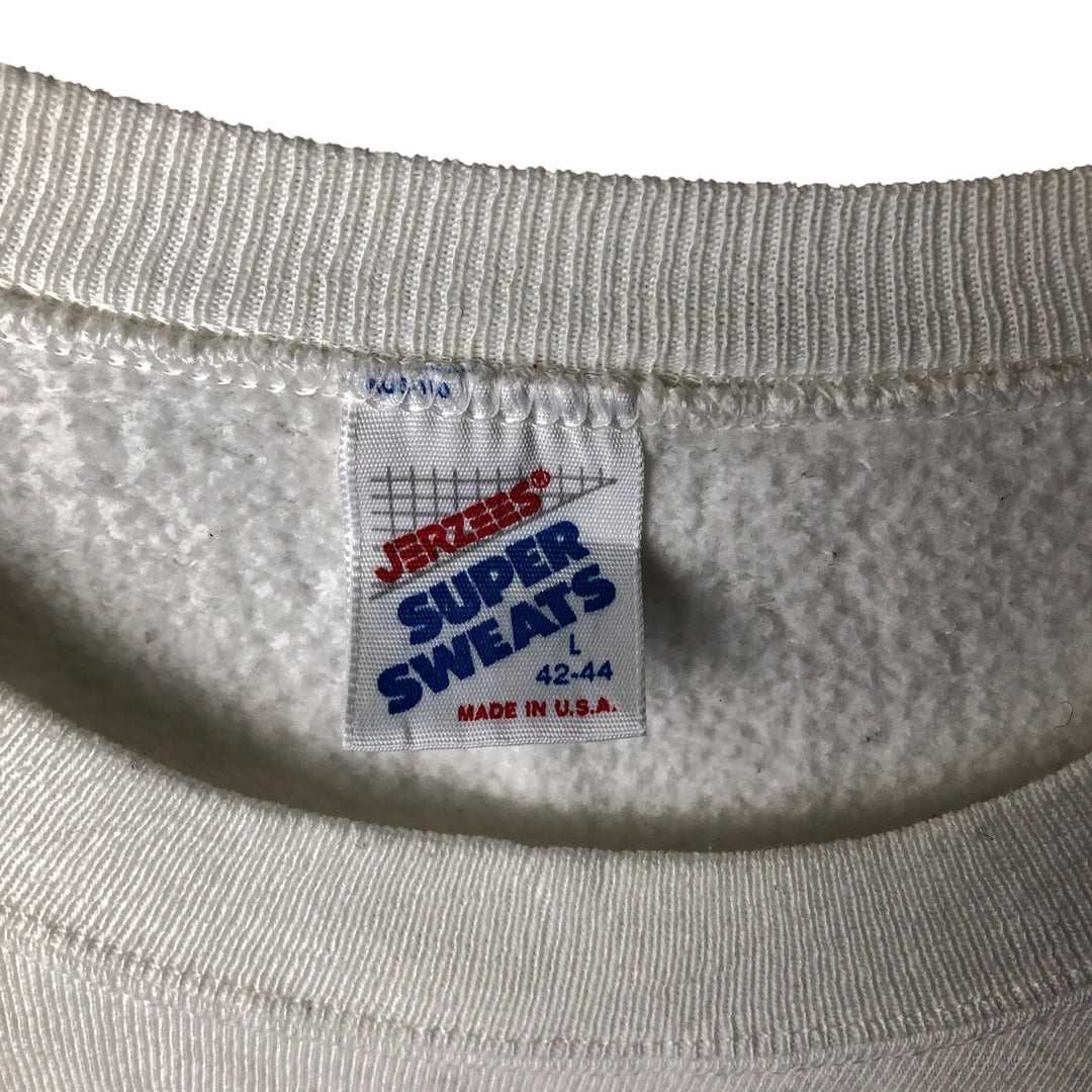 Vintage 80s-90'S Jerzees printed sweatshirt, sweatshirt, made in USA, men's size L cotton white type Vintage Second Hand