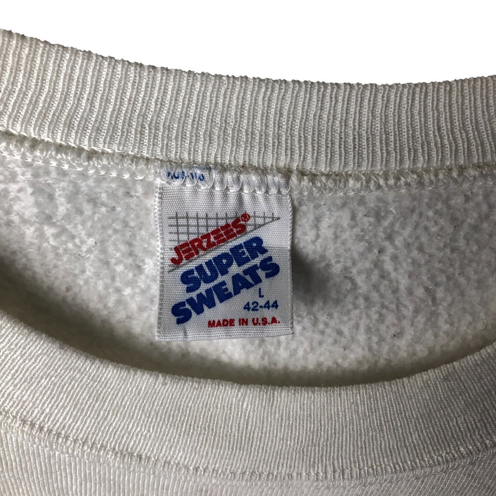 Vintage 80s-90'S Jerzees printed sweatshirt, sweatshirt, made in USA, men's size L cotton white type Vintage Second Hand