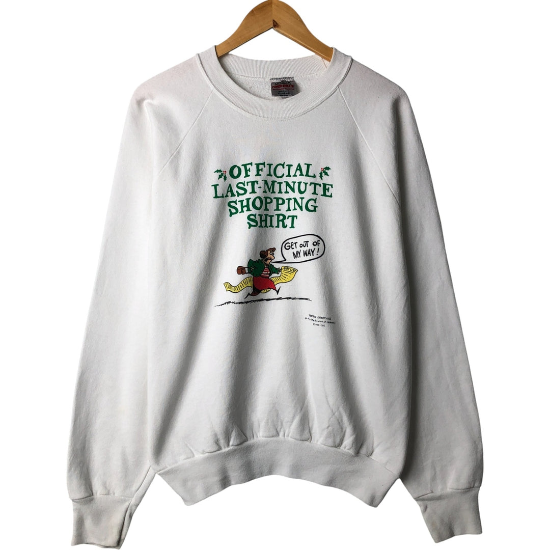 90'S ONEITA Vintage Printed Sweatshirt, Made in USA, Men's Size XL cotton white type Vintage Second Hand