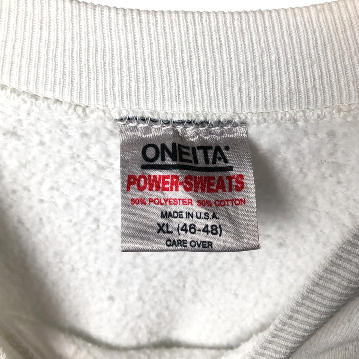 90'S ONEITA Vintage Printed Sweatshirt, Made in USA, Men's Size XL cotton white type Vintage Second Hand