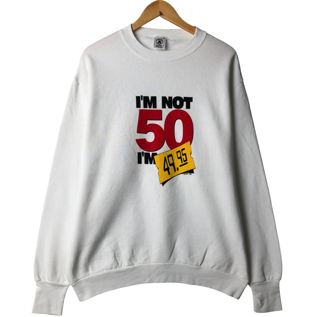 Vintage 90'S Delta DELTA message print sweatshirt, made in the USA, size L, men's cotton white type Vintage Second Hand