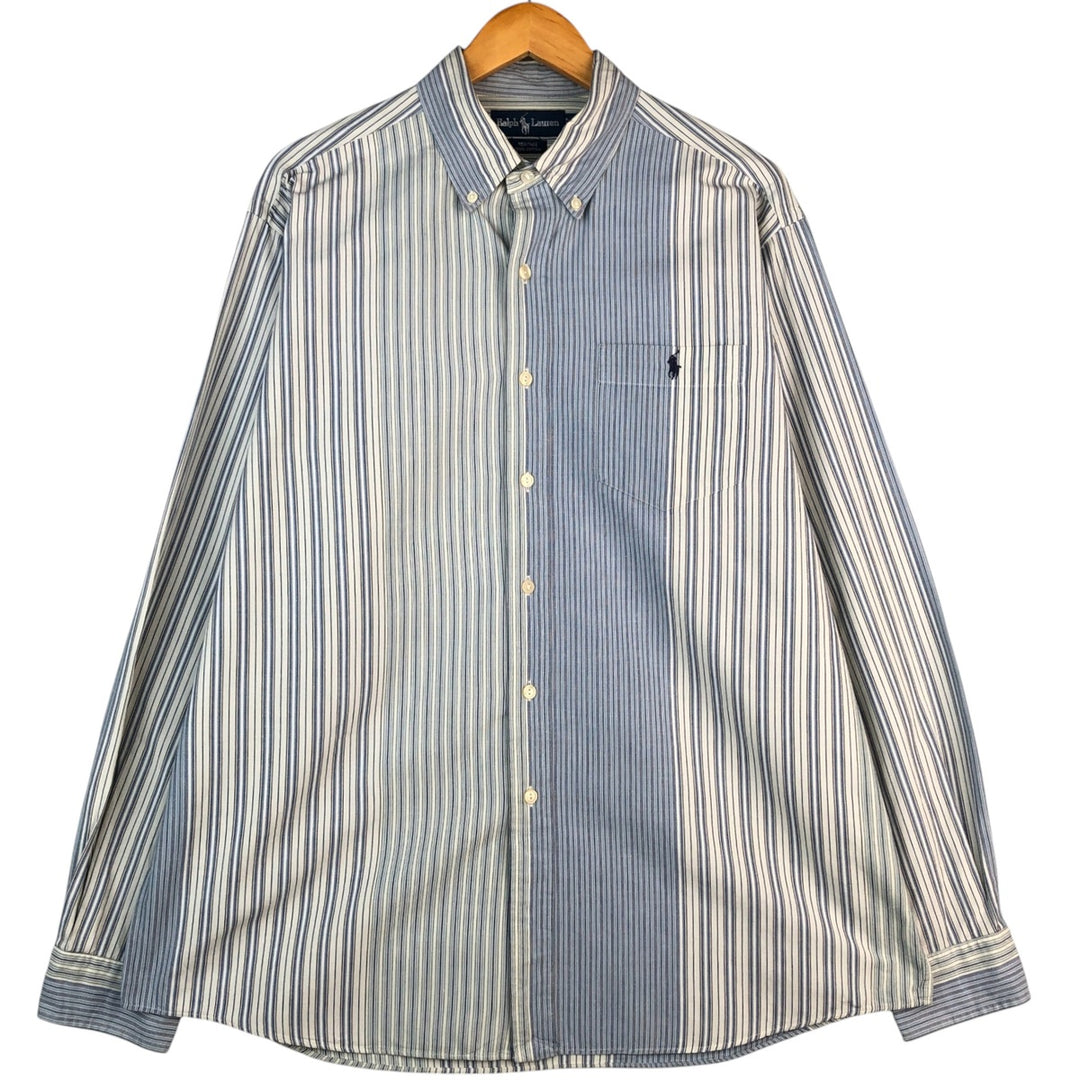 Ralph Lauren Heritage Long Sleeve Button-Down Striped Shirt, Men's Size L cotton Blue type light blue Vintage Second Hand