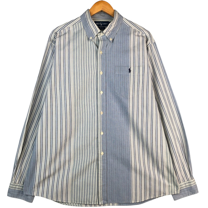 Ralph Lauren Heritage Long Sleeve Button-Down Striped Shirt, Men's Size L cotton Blue type light blue Vintage Second Hand