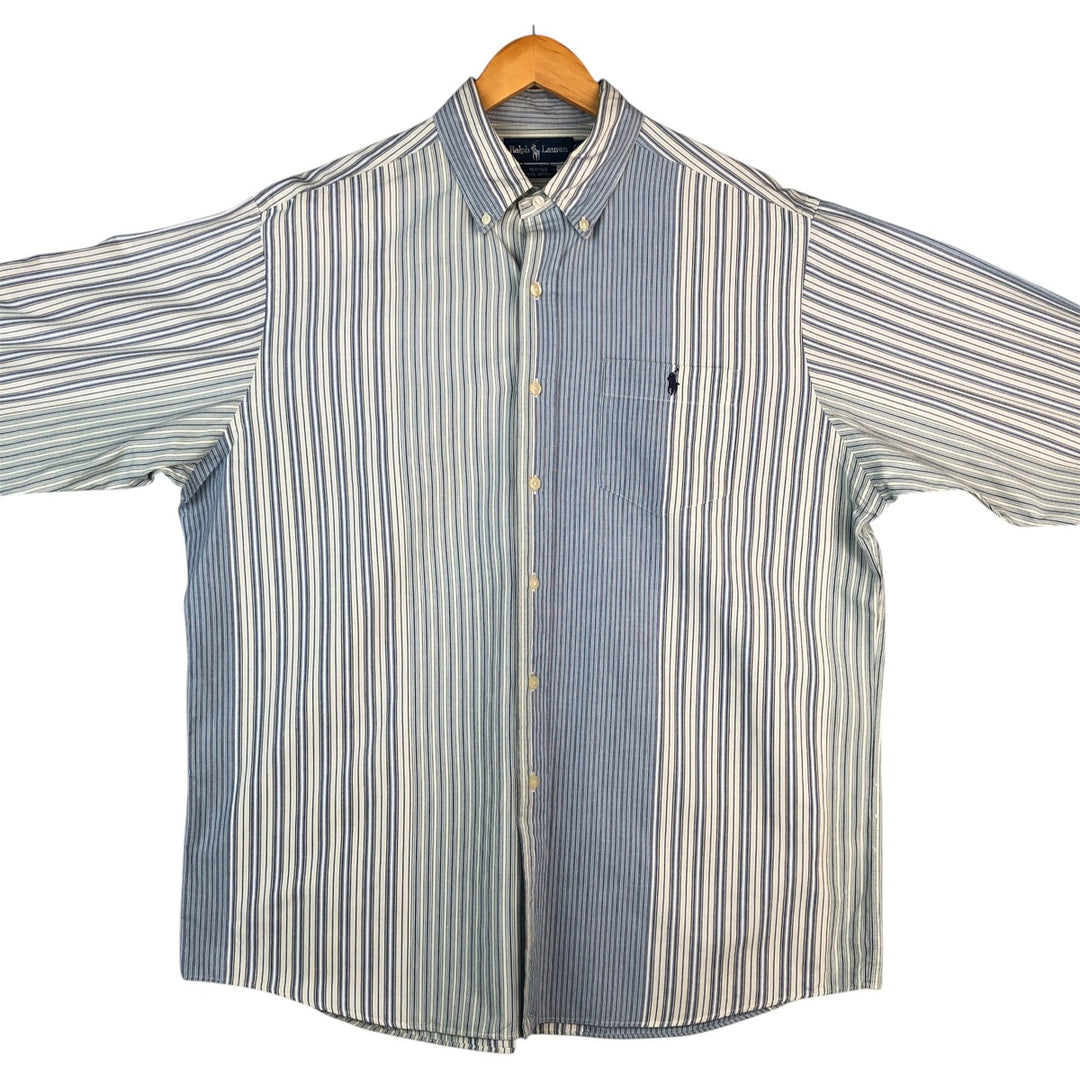 Ralph Lauren Heritage Long Sleeve Button-Down Striped Shirt, Men's Size L cotton Blue type light blue Vintage Second Hand