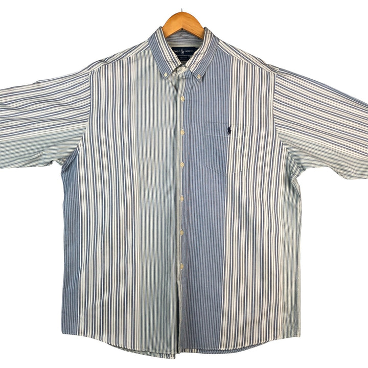 Ralph Lauren Heritage Long Sleeve Button-Down Striped Shirt, Men's Size L cotton Blue type light blue Vintage Second Hand