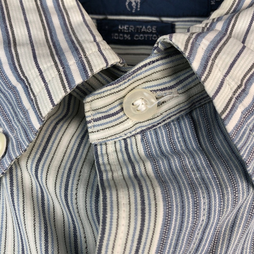 Ralph Lauren Heritage Long Sleeve Button-Down Striped Shirt, Men's Size L cotton Blue type light blue Vintage Second Hand