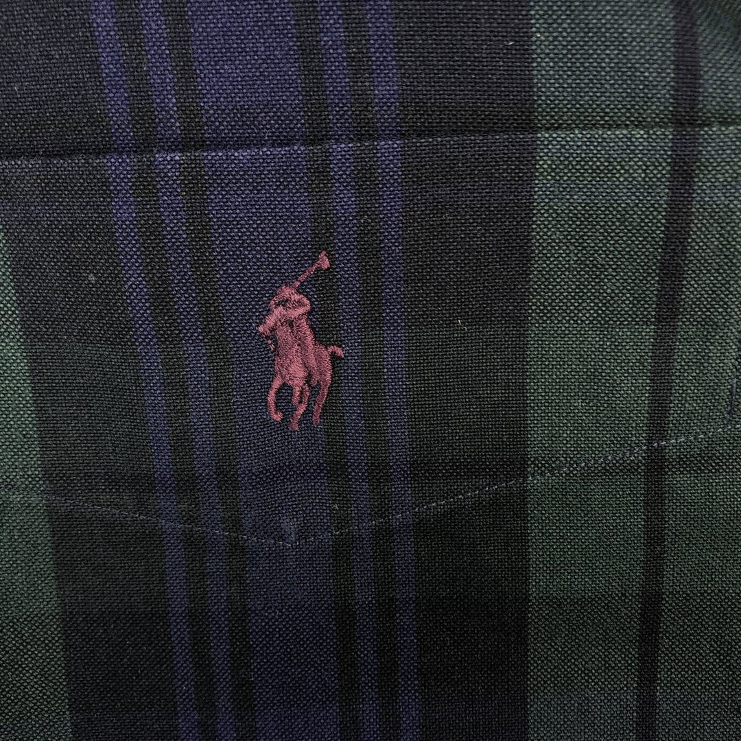 Ralph Lauren Big Shirt, Blackwatch Check, Short Sleeve Button-Down Check Shirt, Men's XL cotton Green type dark green Vintage Second Hand