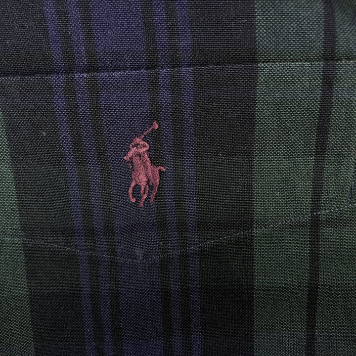 Ralph Lauren Big Shirt, Blackwatch Check, Short Sleeve Button-Down Check Shirt, Men's XL cotton Green type dark green Vintage Second Hand