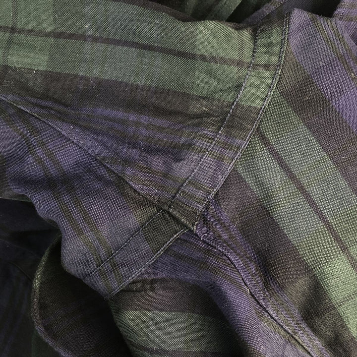 Ralph Lauren Big Shirt, Blackwatch Check, Short Sleeve Button-Down Check Shirt, Men's XL cotton Green type dark green Vintage Second Hand