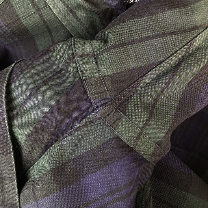 Ralph Lauren Big Shirt, Blackwatch Check, Short Sleeve Button-Down Check Shirt, Men's XL cotton Green type dark green Vintage Second Hand