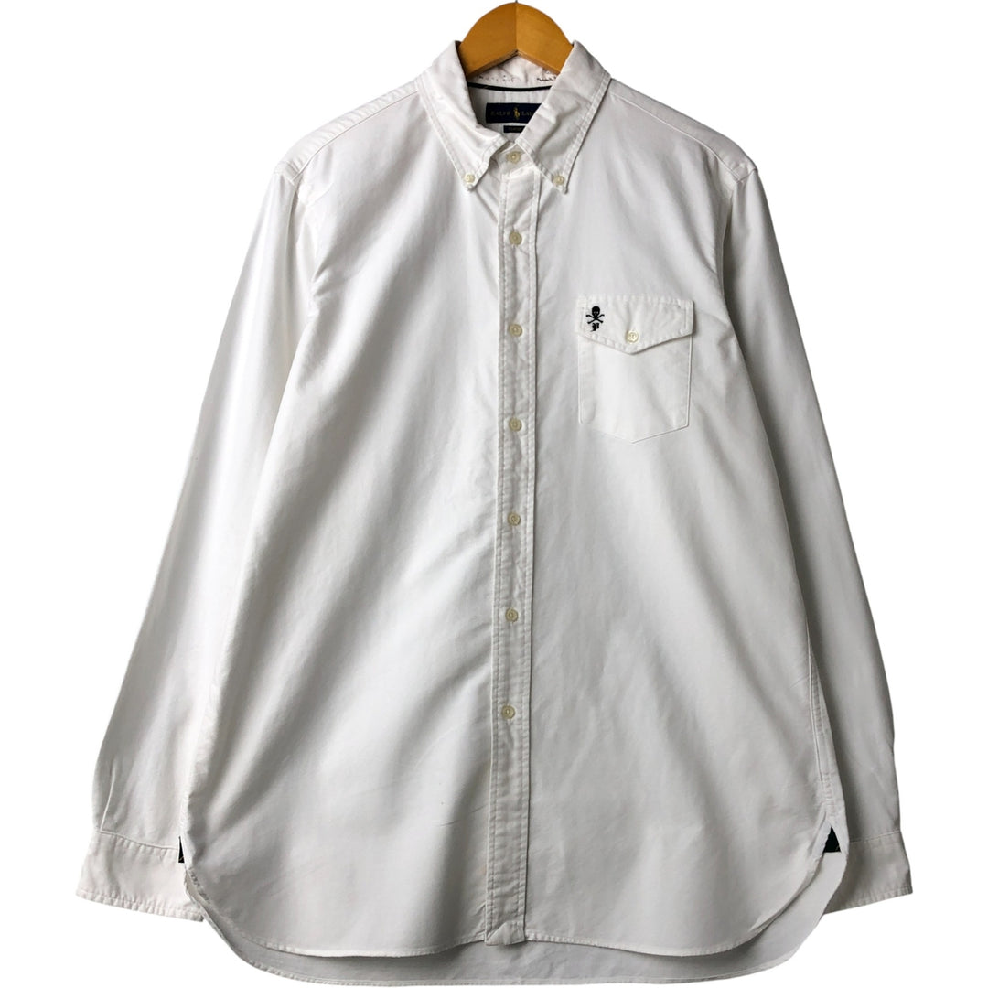 Ralph Lauren Classic Fit Skull Pattern Long Sleeve Button-Down Shirt, Men's Size L cotton white type Vintage Second Hand