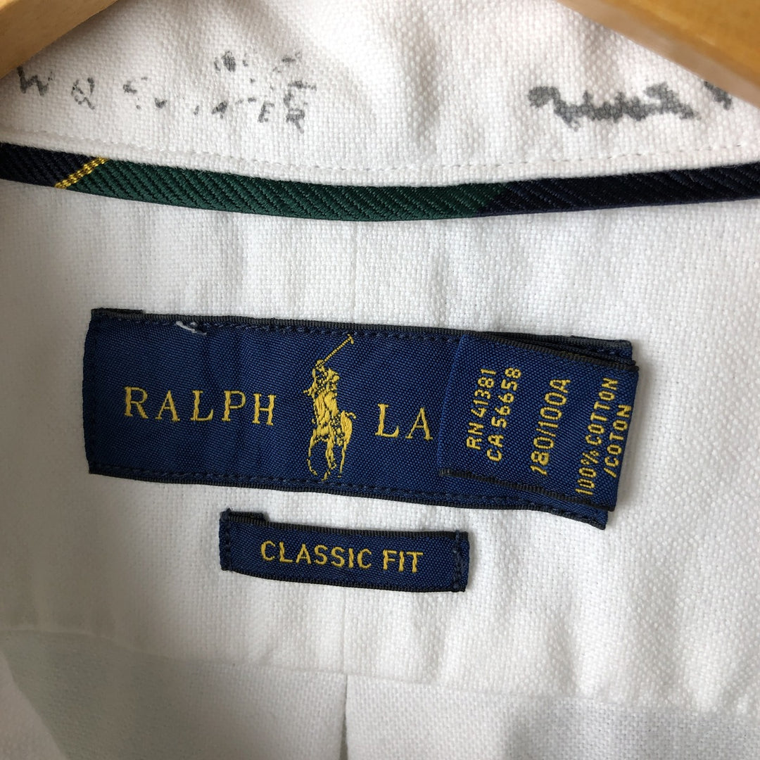Ralph Lauren Classic Fit Skull Pattern Long Sleeve Button-Down Shirt, Men's Size L cotton white type Vintage Second Hand