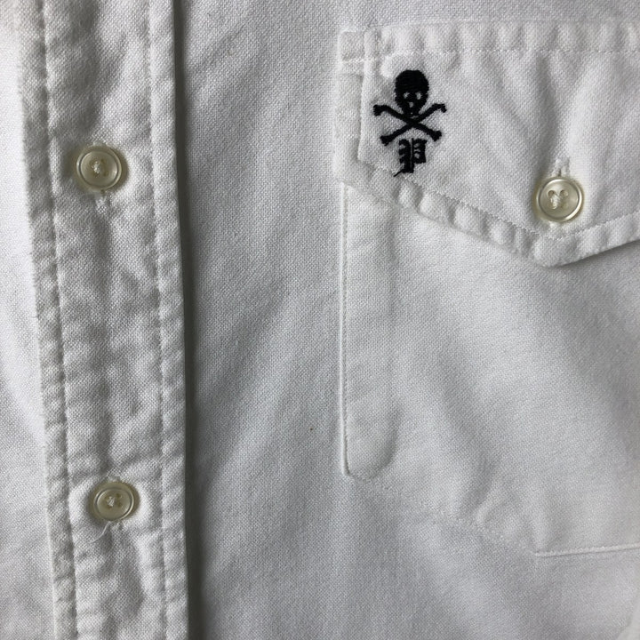 Ralph Lauren Classic Fit Skull Pattern Long Sleeve Button-Down Shirt, Men's Size L cotton white type Vintage Second Hand