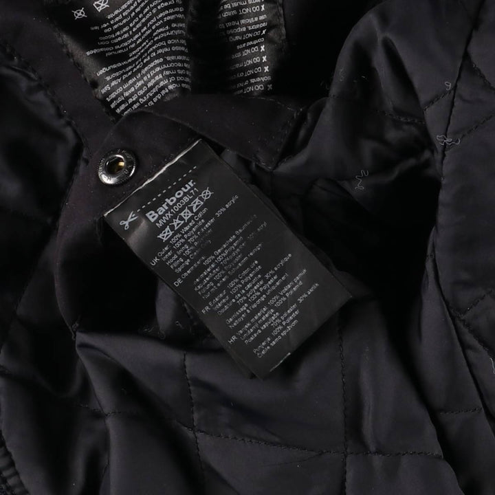 Barbour Check Pattern Oil-Free Padded Parka Puffer Jacket, Men's Size L, 3 Warrant Waxed cotton navy blue type Vintage Second Hand