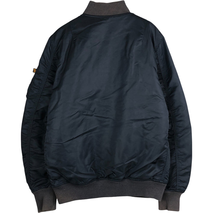 Civilian Alpha MA-1 style padded military flight jacket, men's size small Nylon navy blue type Vintage Second Hand