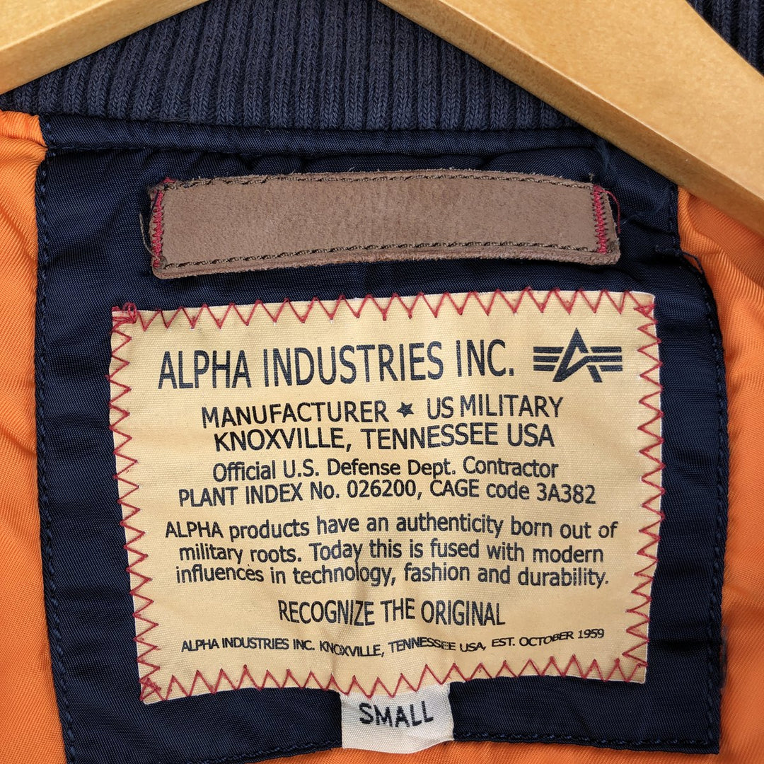 Civilian Alpha MA-1 style padded military flight jacket, men's size small Nylon navy blue type Vintage Second Hand