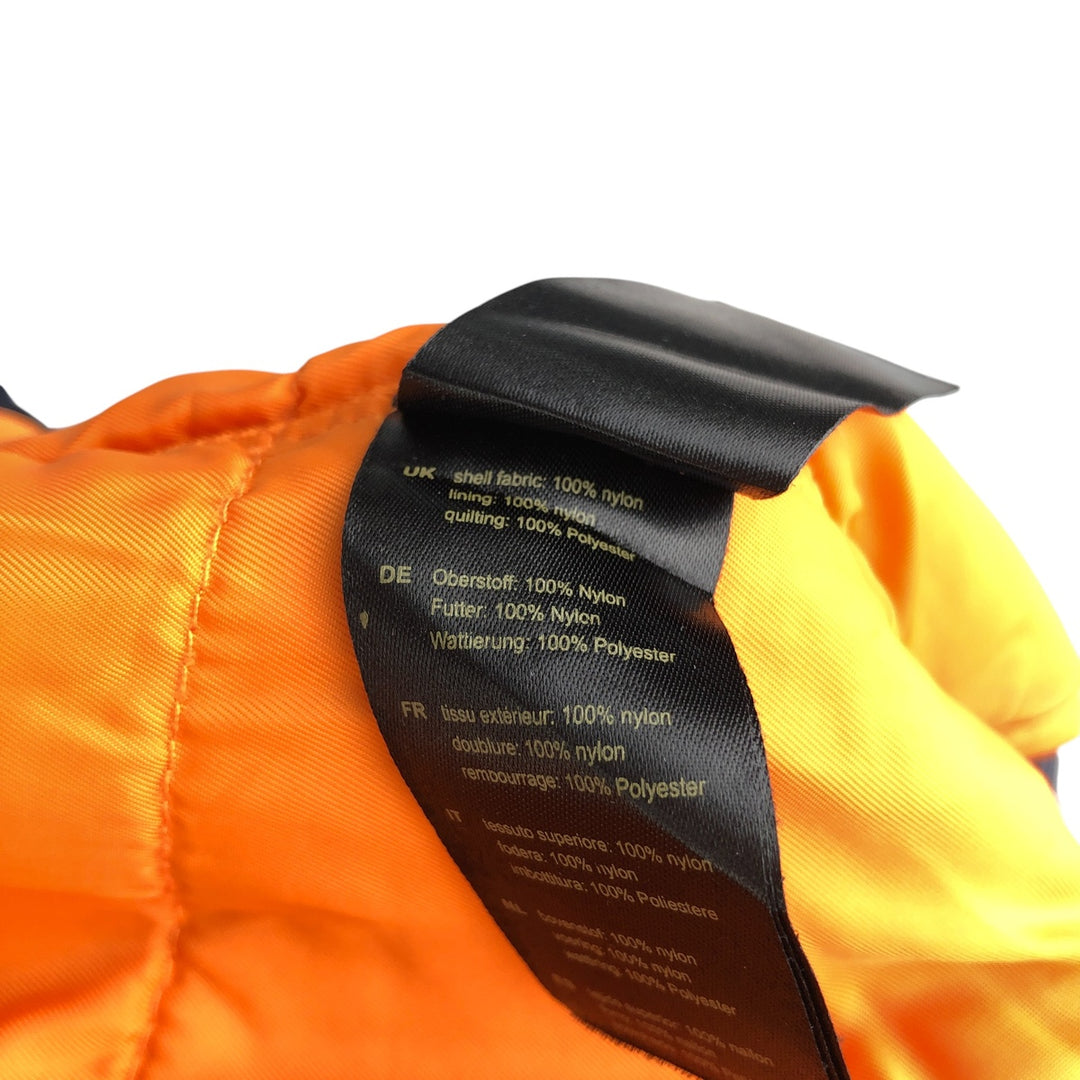 Civilian Alpha MA-1 style padded military flight jacket, men's size small Nylon navy blue type Vintage Second Hand