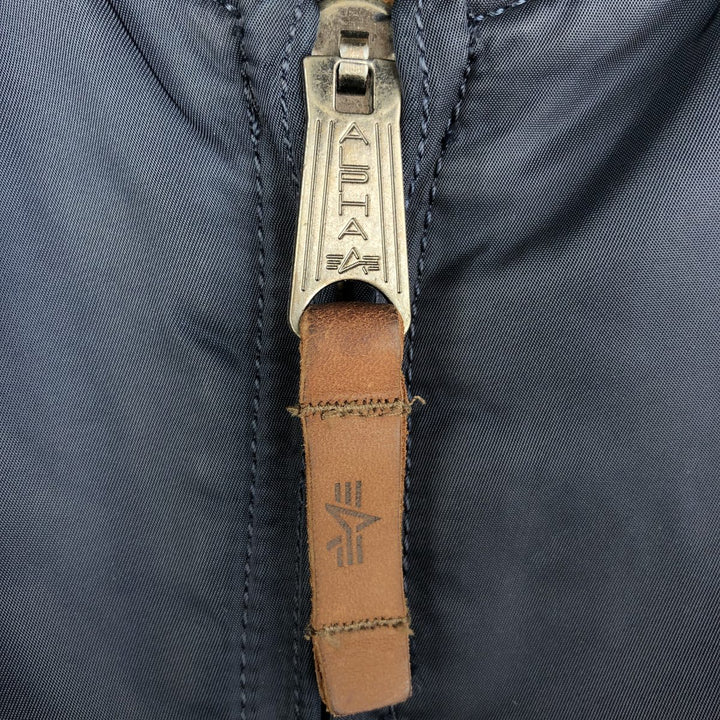 Civilian Alpha MA-1 style padded military flight jacket, men's size small Nylon navy blue type Vintage Second Hand