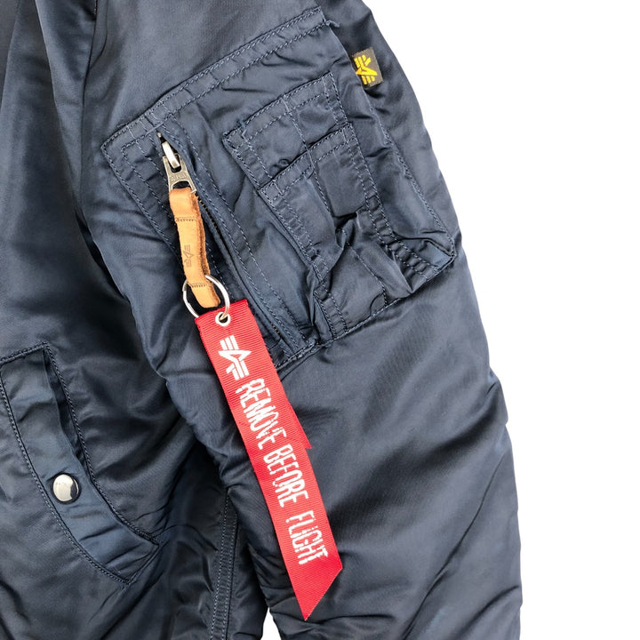 Civilian Alpha MA-1 style padded military flight jacket, men's size small Nylon navy blue type Vintage Second Hand