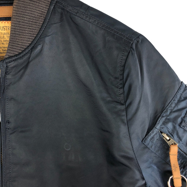 Civilian Alpha MA-1 style padded military flight jacket, men's size small Nylon navy blue type Vintage Second Hand