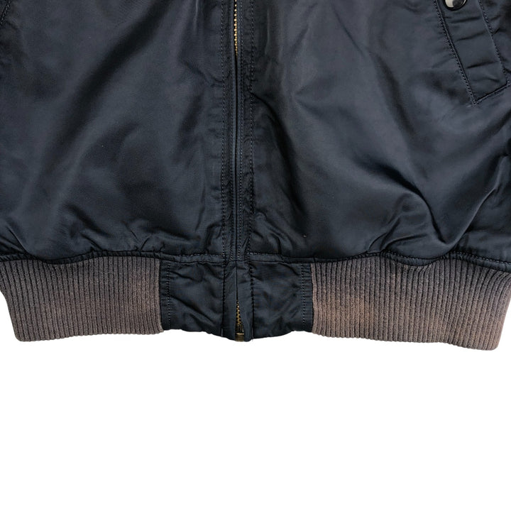 Civilian Alpha MA-1 style padded military flight jacket, men's size small Nylon navy blue type Vintage Second Hand