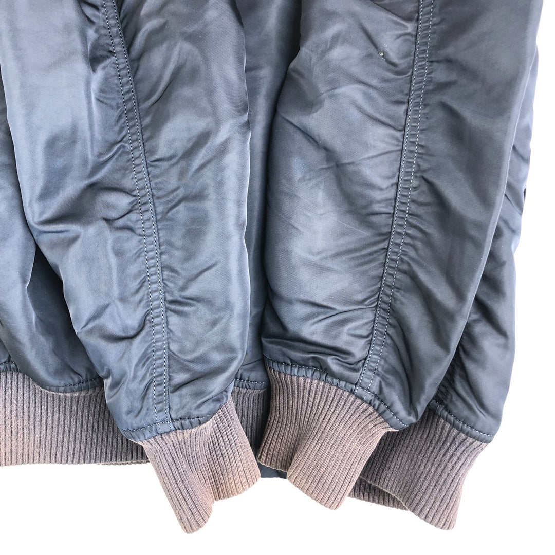 Civilian Alpha MA-1 style padded military flight jacket, men's size small Nylon navy blue type Vintage Second Hand