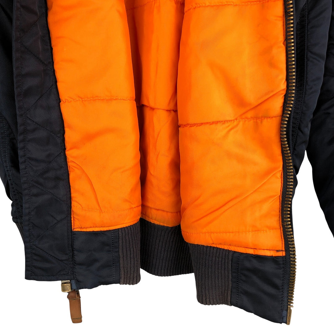 Civilian Alpha MA-1 style padded military flight jacket, men's size small Nylon navy blue type Vintage Second Hand