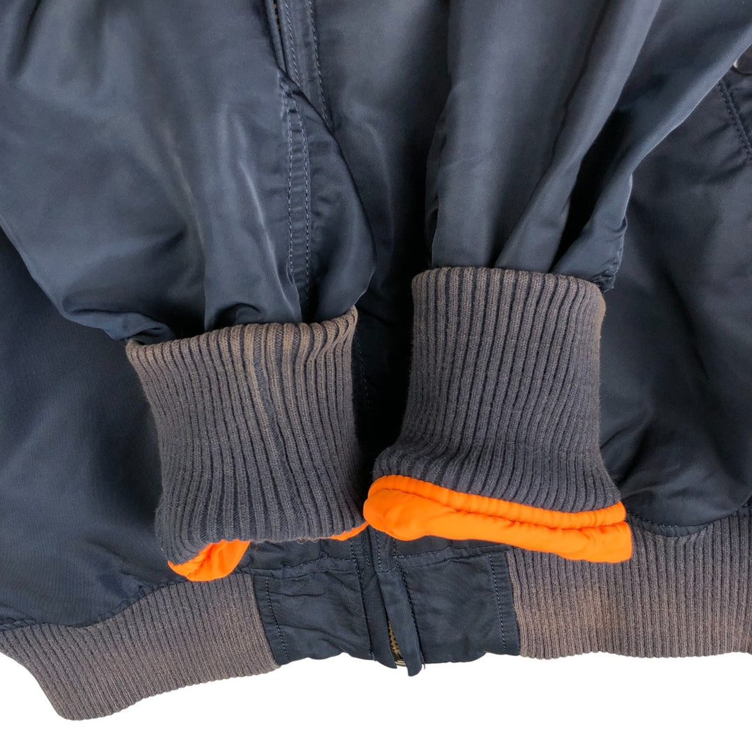 Civilian Alpha MA-1 style padded military flight jacket, men's size small Nylon navy blue type Vintage Second Hand