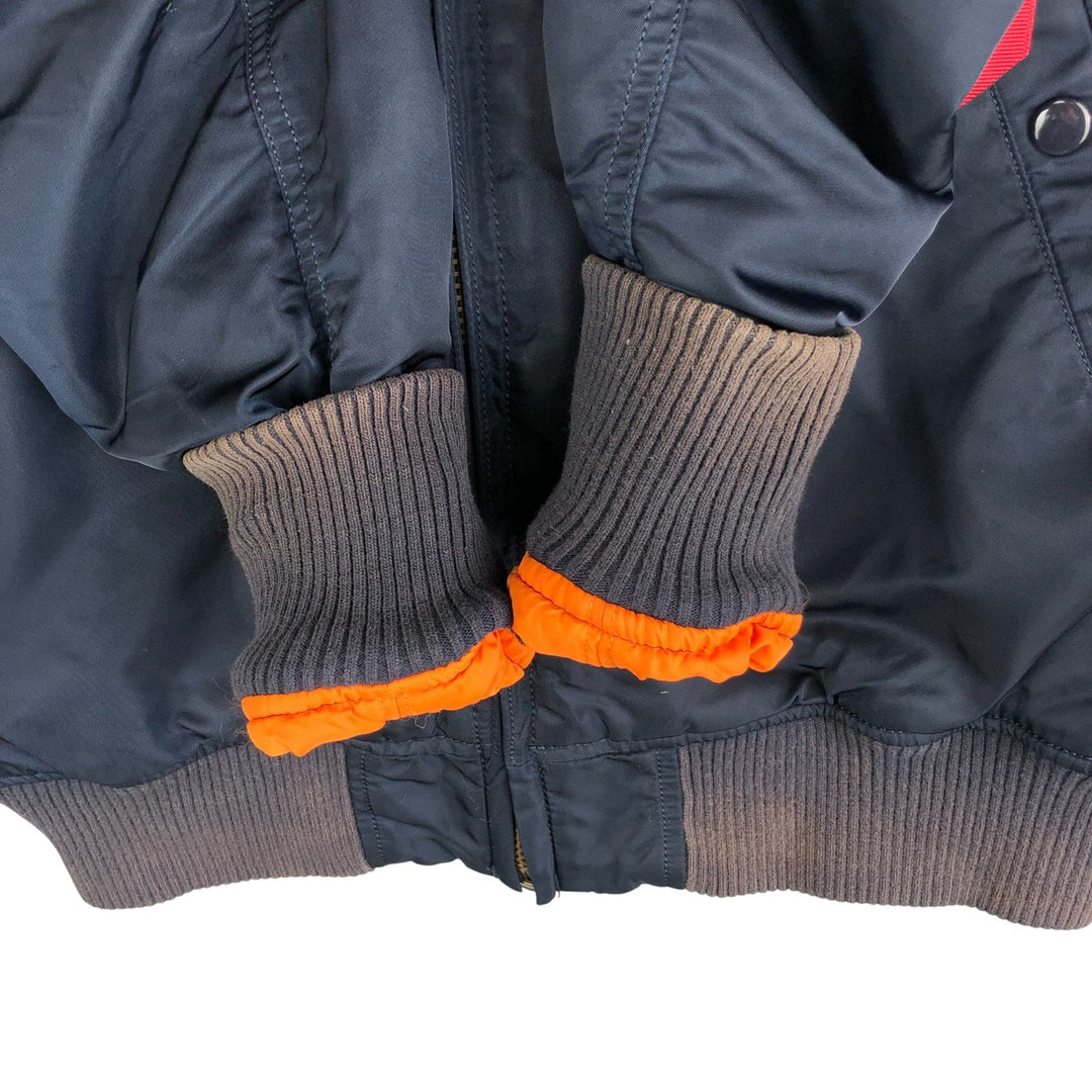 Civilian Alpha MA-1 style padded military flight jacket, men's size small Nylon navy blue type Vintage Second Hand