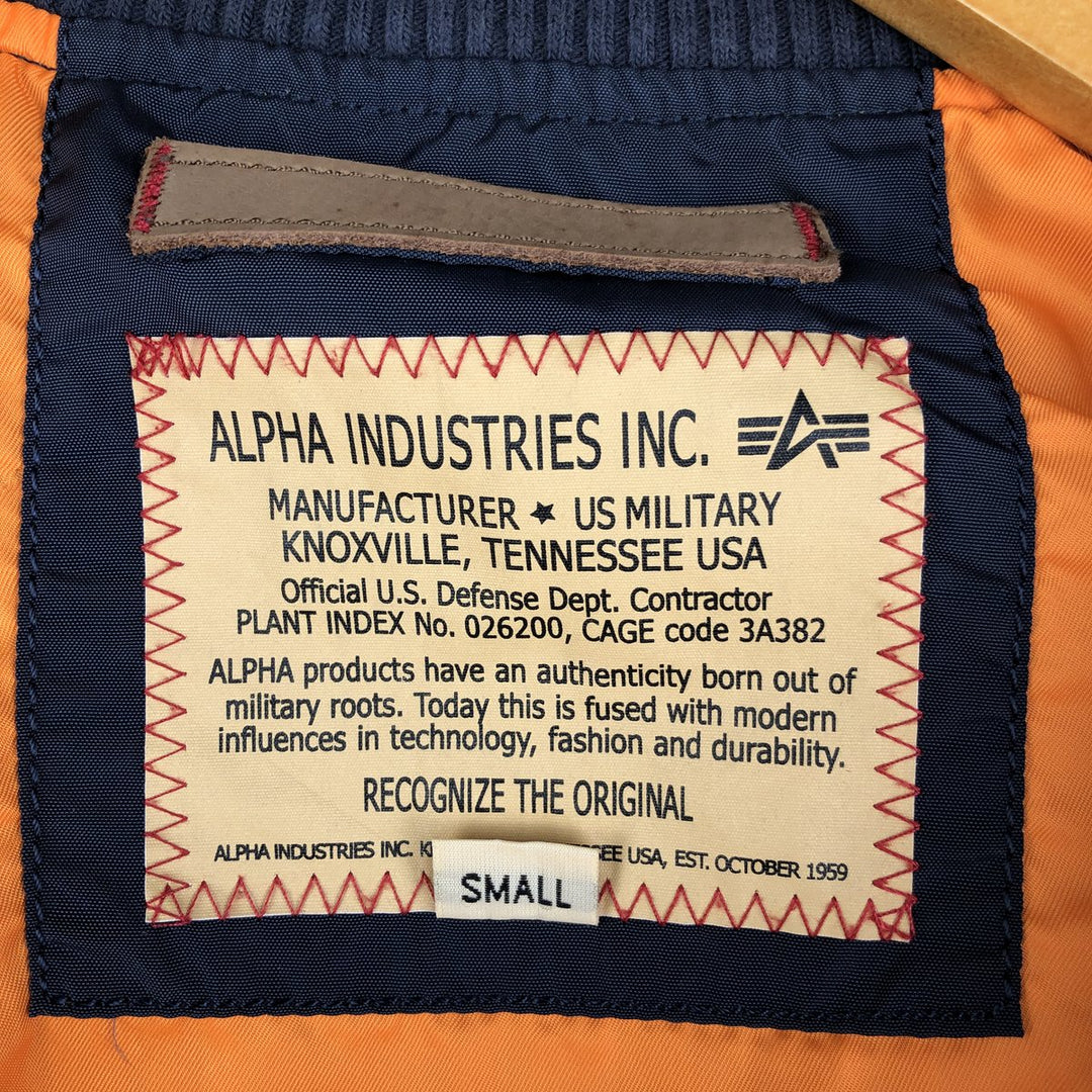 Civilian Alpha MA-1 Military Flight Jacket, Men's Size Small Nylon navy blue type Vintage Second Hand