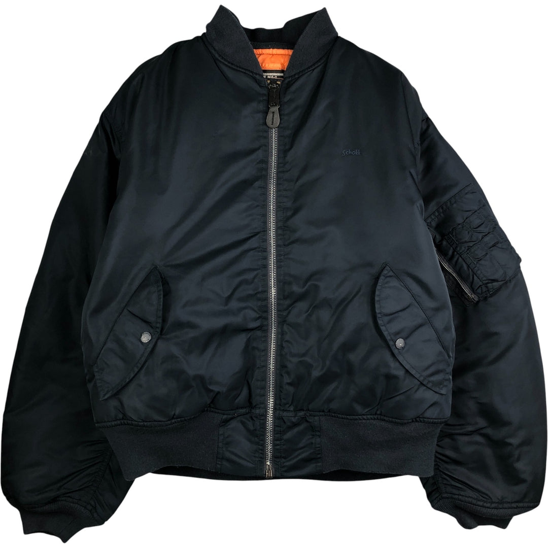 Civilian Schott MA-1 Military Flight Jacket, Men's Size XL Nylon navy blue type Vintage Second Hand
