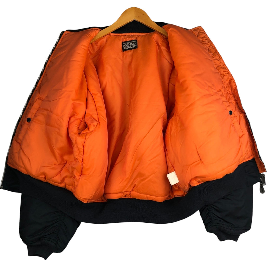 Civilian Schott MA-1 Military Flight Jacket, Men's Size XL Nylon navy blue type Vintage Second Hand