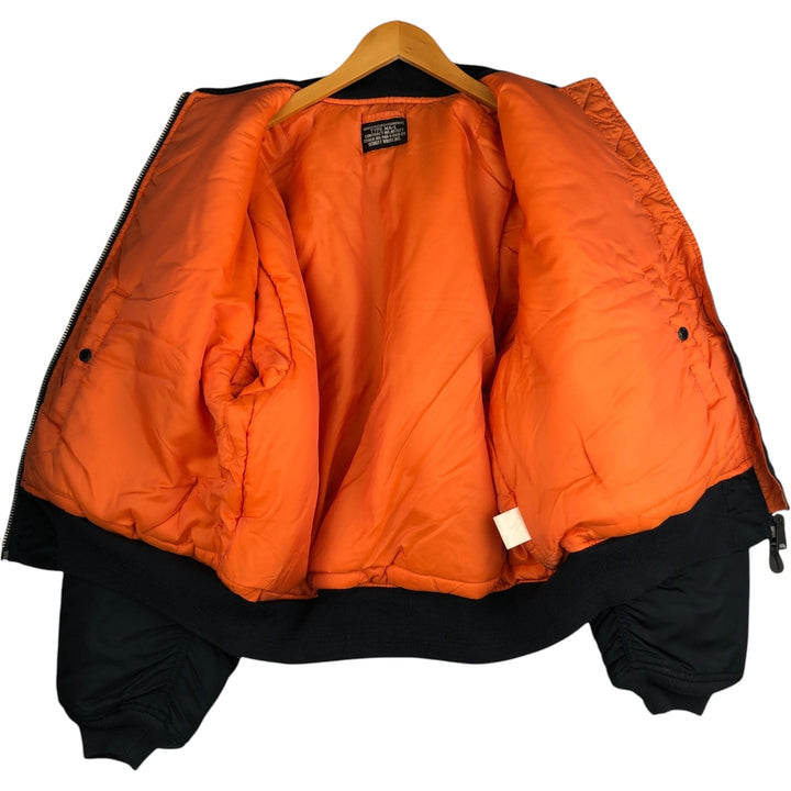 Civilian Schott MA-1 Military Flight Jacket, Men's Size XL Nylon navy blue type Vintage Second Hand