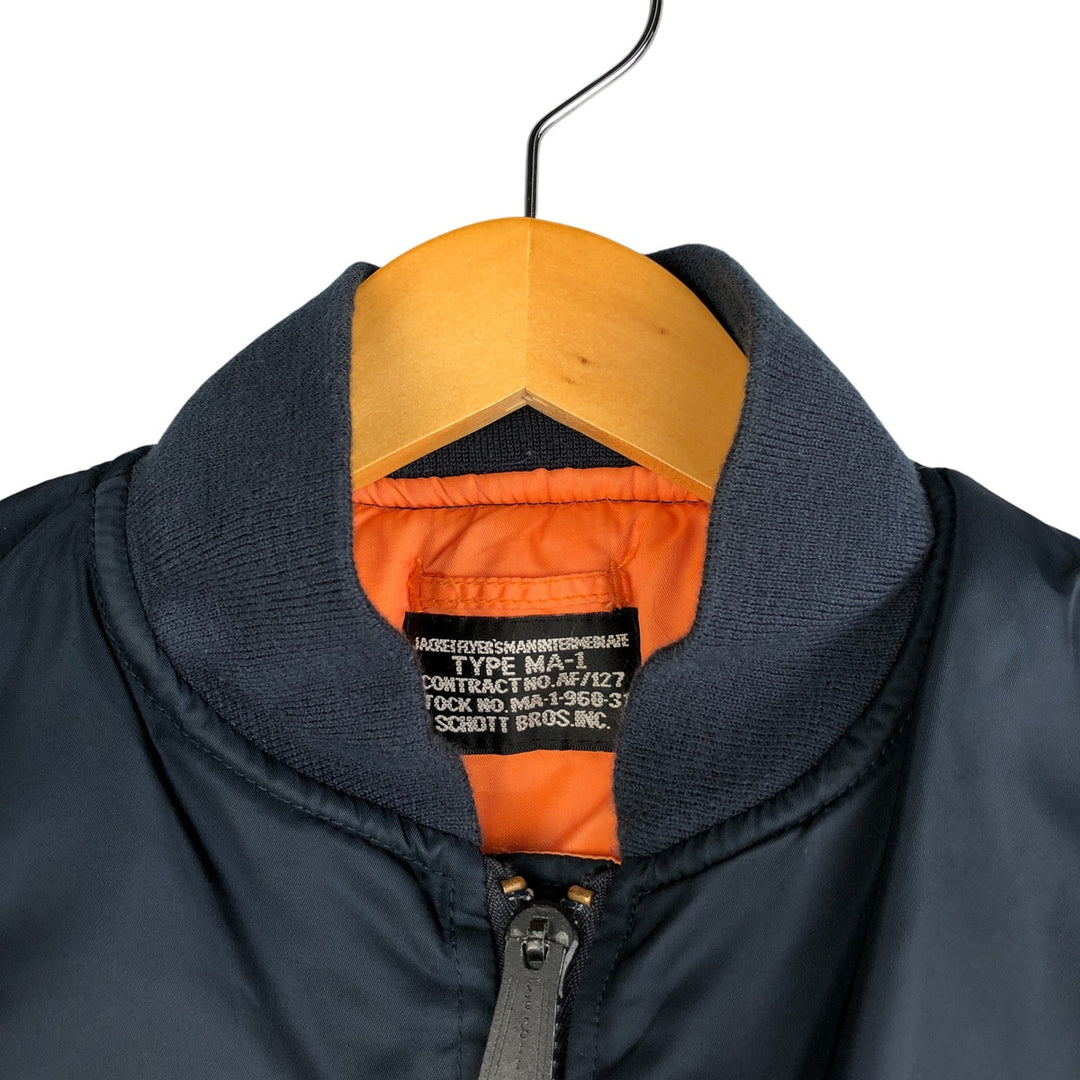 Civilian Schott MA-1 Military Flight Jacket, Men's Size XL Nylon navy blue type Vintage Second Hand