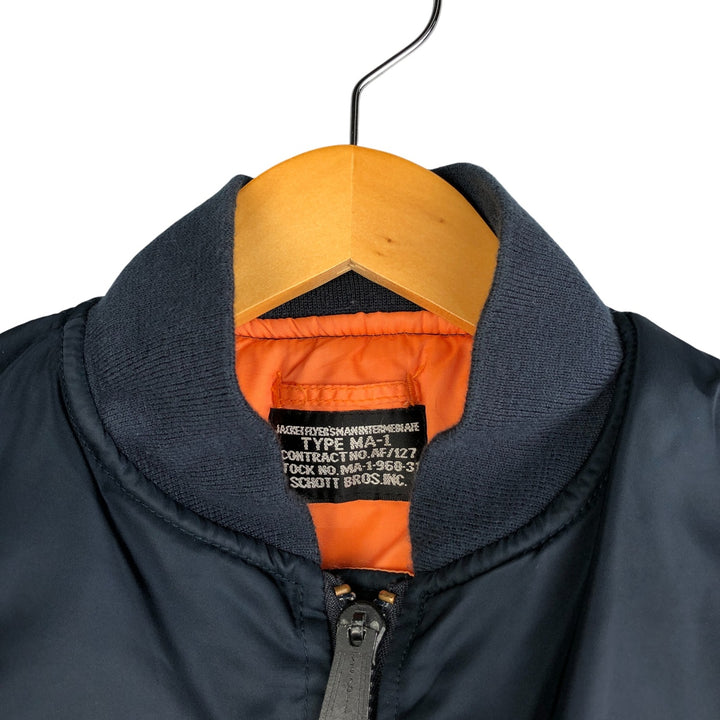 Civilian Schott MA-1 Military Flight Jacket, Men's Size XL Nylon navy blue type Vintage Second Hand