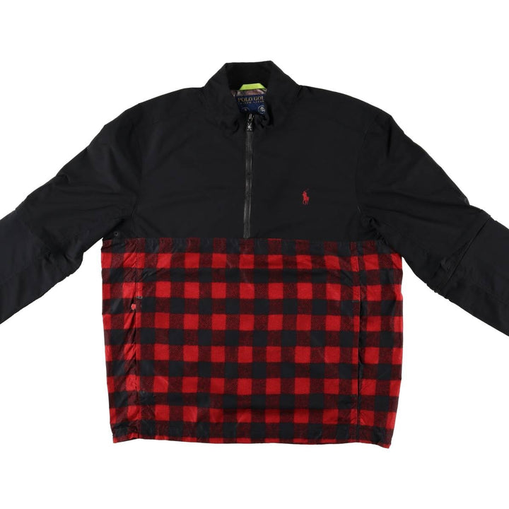 Ralph Lauren Polo Golf Check Pattern Buffalo Check Packable Half-Zip Warm-Up Pullover polyester black type Vintage Second Hand