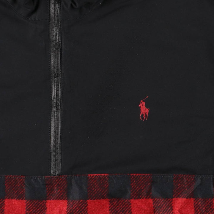 Ralph Lauren Polo Golf Check Pattern Buffalo Check Packable Half-Zip Warm-Up Pullover polyester black type Vintage Second Hand