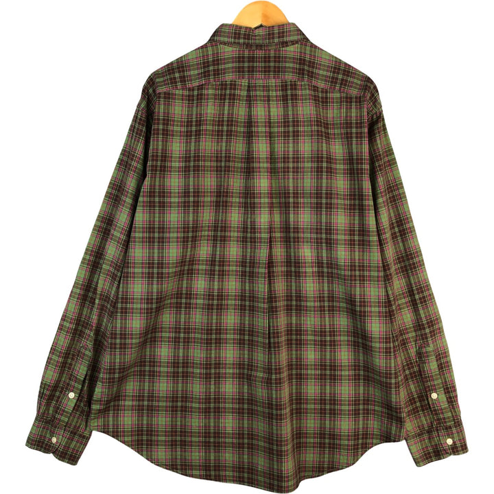 Ralph Lauren WHITFIELD CLASSIC FIT long-sleeved cotton check shirt, men's size XL cotton green type yellow green Vintage Second Hand