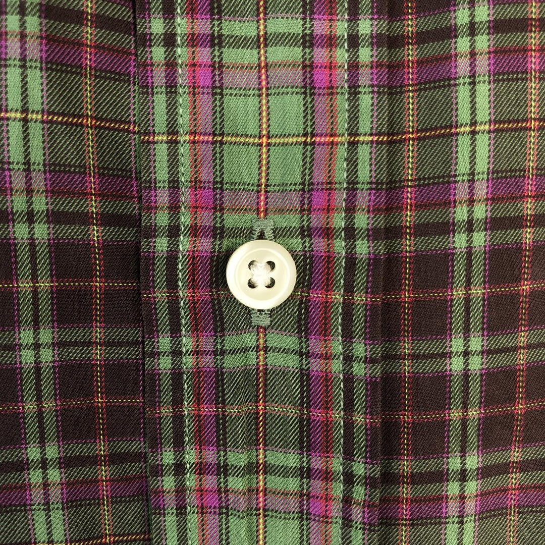 Ralph Lauren WHITFIELD CLASSIC FIT long-sleeved cotton check shirt, men's size XL cotton green type yellow green Vintage Second Hand