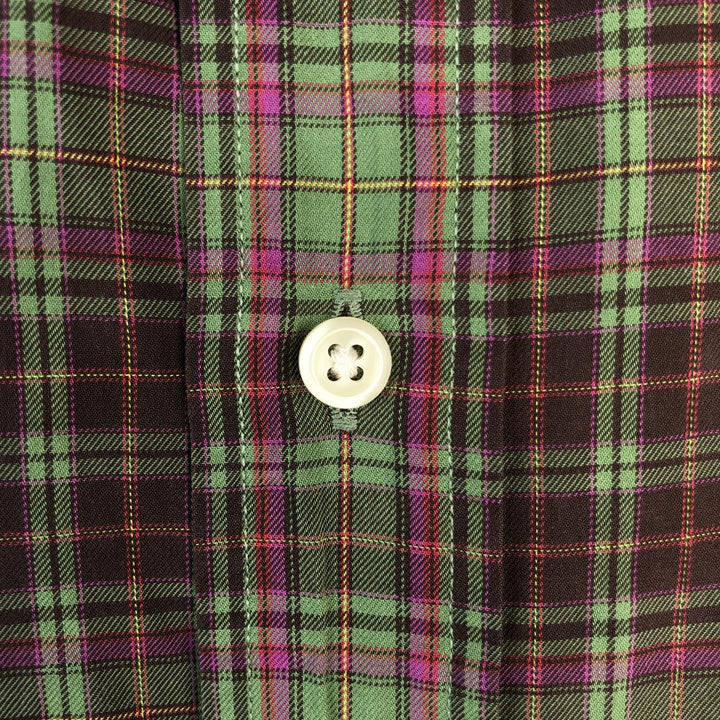 Ralph Lauren WHITFIELD CLASSIC FIT long-sleeved cotton check shirt, men's size XL cotton green type yellow green Vintage Second Hand