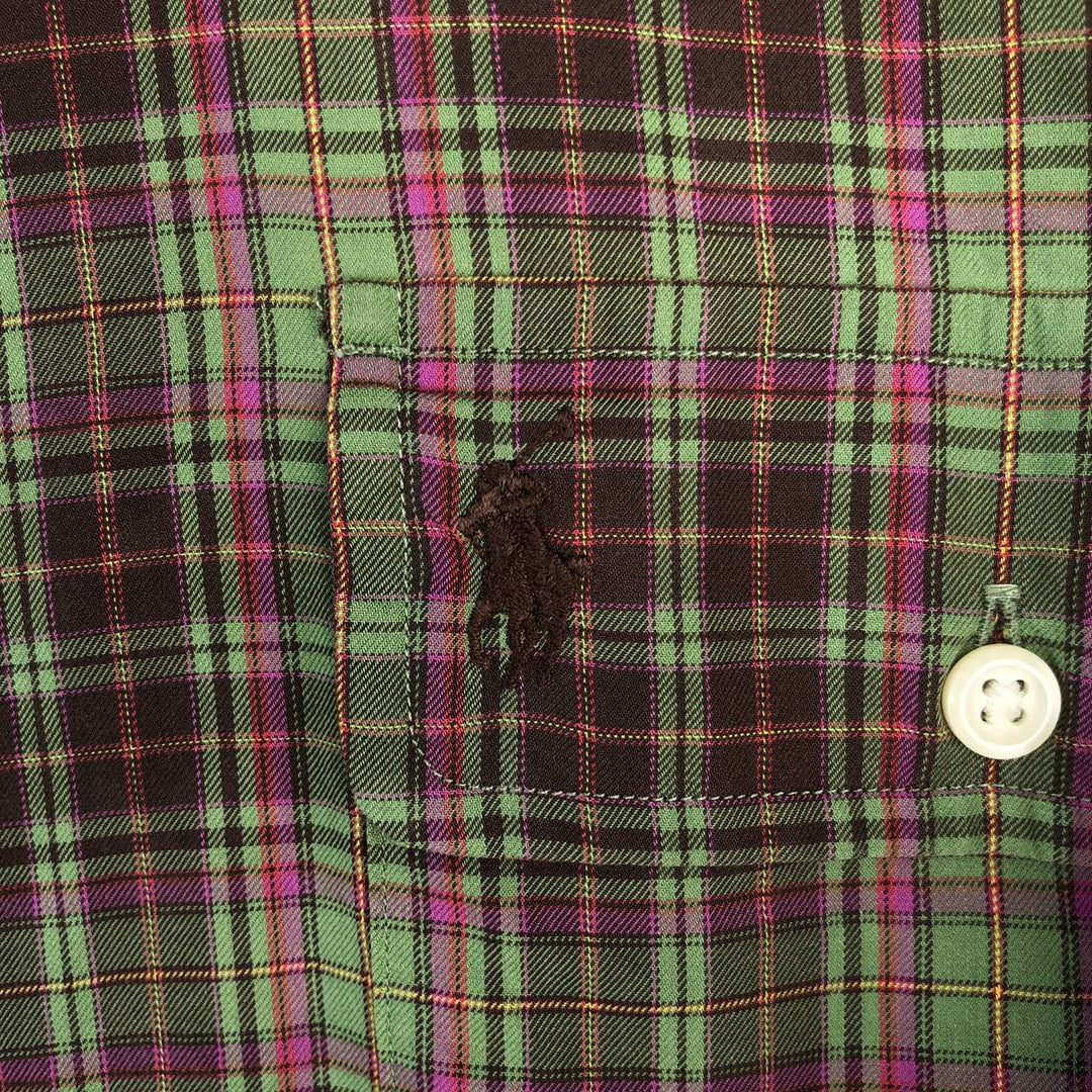 Ralph Lauren WHITFIELD CLASSIC FIT long-sleeved cotton check shirt, men's size XL cotton green type yellow green Vintage Second Hand